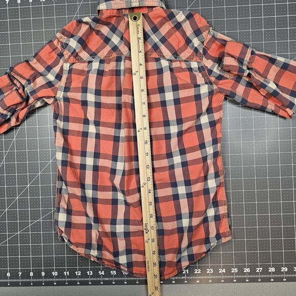 Tucker Tate Shirt Boys 7 Orange Plaid Long Sleeve Button Up Woven - Picture 10 of 11